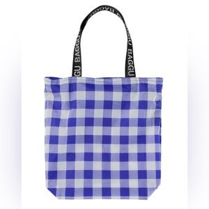 BAGGU Blue Gingham Ripstop Tote Bag